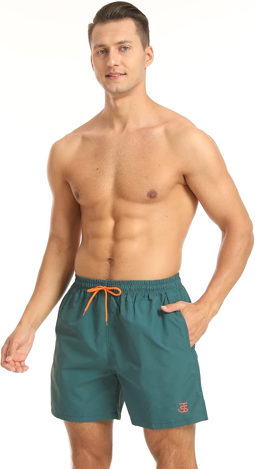 Detalle 2 de JustSun Badehose Herren Schnelltrocknend Boardshorts mit Mesh-Futter und Verstellbarem Tunnelzug