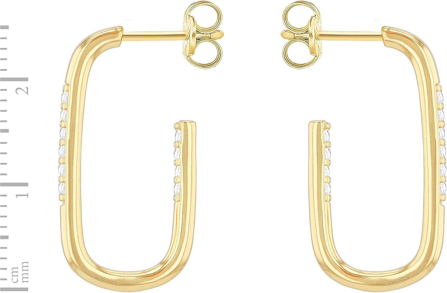 Thumbnail 5 de Amazon Essentials orecchini a cerchio rettangolare in argento sterling e oro con zirconia cubica dorata