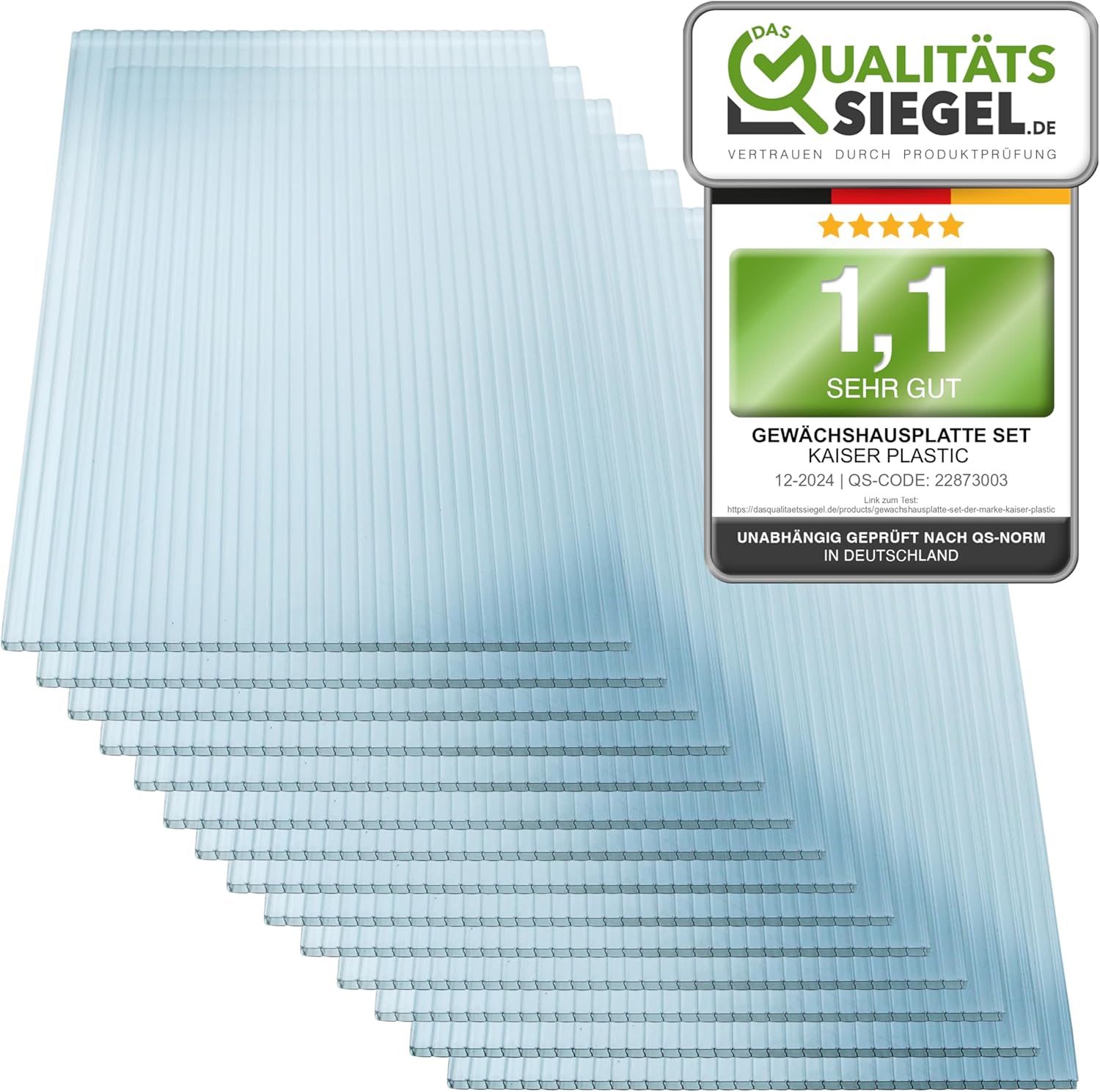 KAISER PLASTIC Xtra Strong – 12er Set Gewächshausplatten, 6 mm, 605 × 1210 mm (PC)