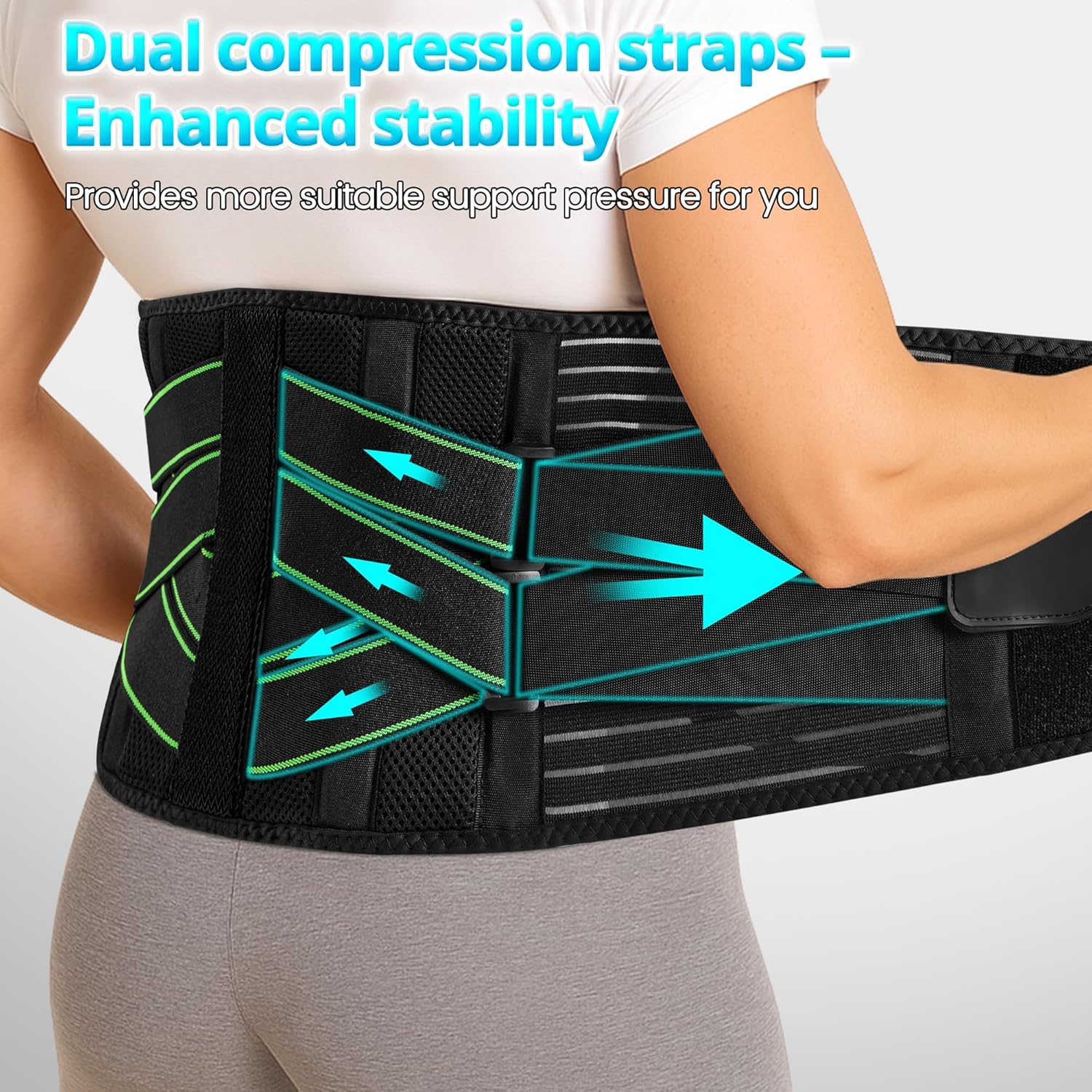 Thumbnail 2 de Lureon Fascia Lombare con 7 Barre Metalliche di Sostegno – supporto lombare traspirante con cuscino 3D rimovibile