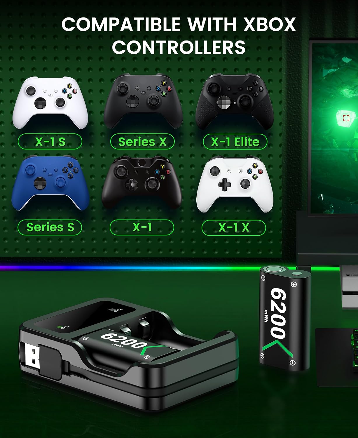 Thumbnail 6 de HELLCOOL Rechargeable Battery Pack 6200mWh for Xbox controllers