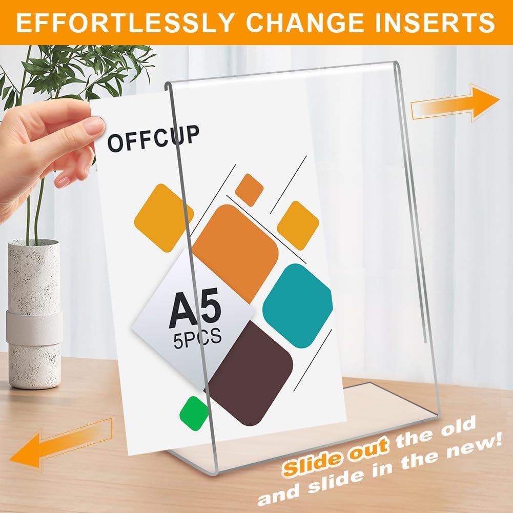 Thumbnail 4 de OFFCUP Acryl Display Ständer (5er-Set) für A5 – doppelseitiger L-Ständer als Menükartenhalter