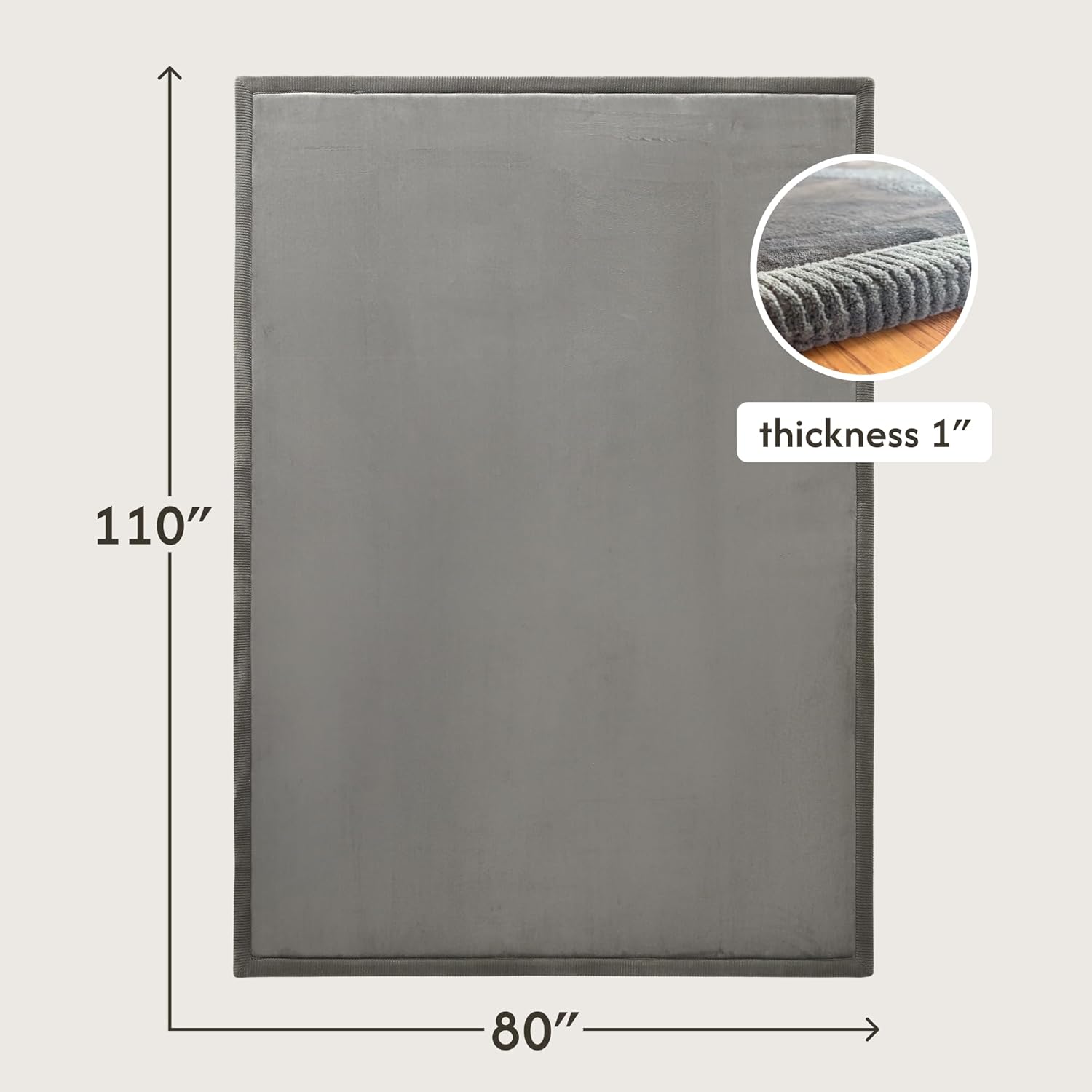 Thumbnail 1 de Hakuna Matte CloudSoft Baby Play Mat for Floor (80" x 110"), Dark Gray with Coral Velvet – Memory Foam, Non-Slip & Water-Resistant