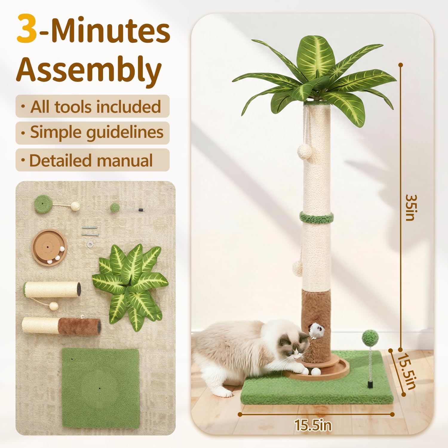 Thumbnail 5 de Meowker Cat Scratching Post, 35-Inch
