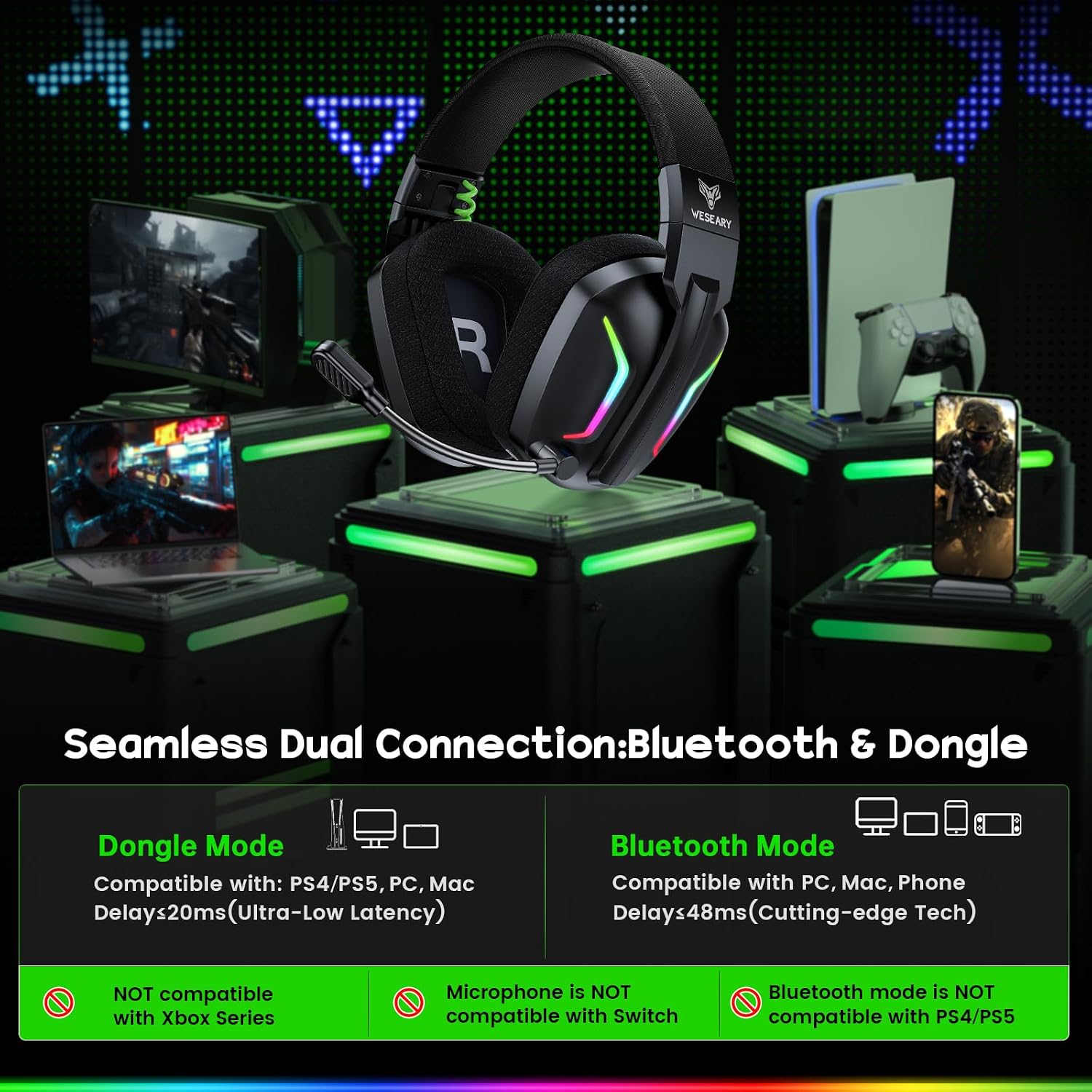 Thumbnail 1 de WESEARY Wireless Headset PS5