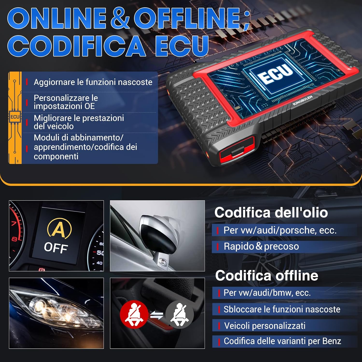 Thumbnail 3 de KINGBOLEN K7 OBD2 con scansione bidirezionale e ECU coding: strumento diagnostico Bluetooth per auto
