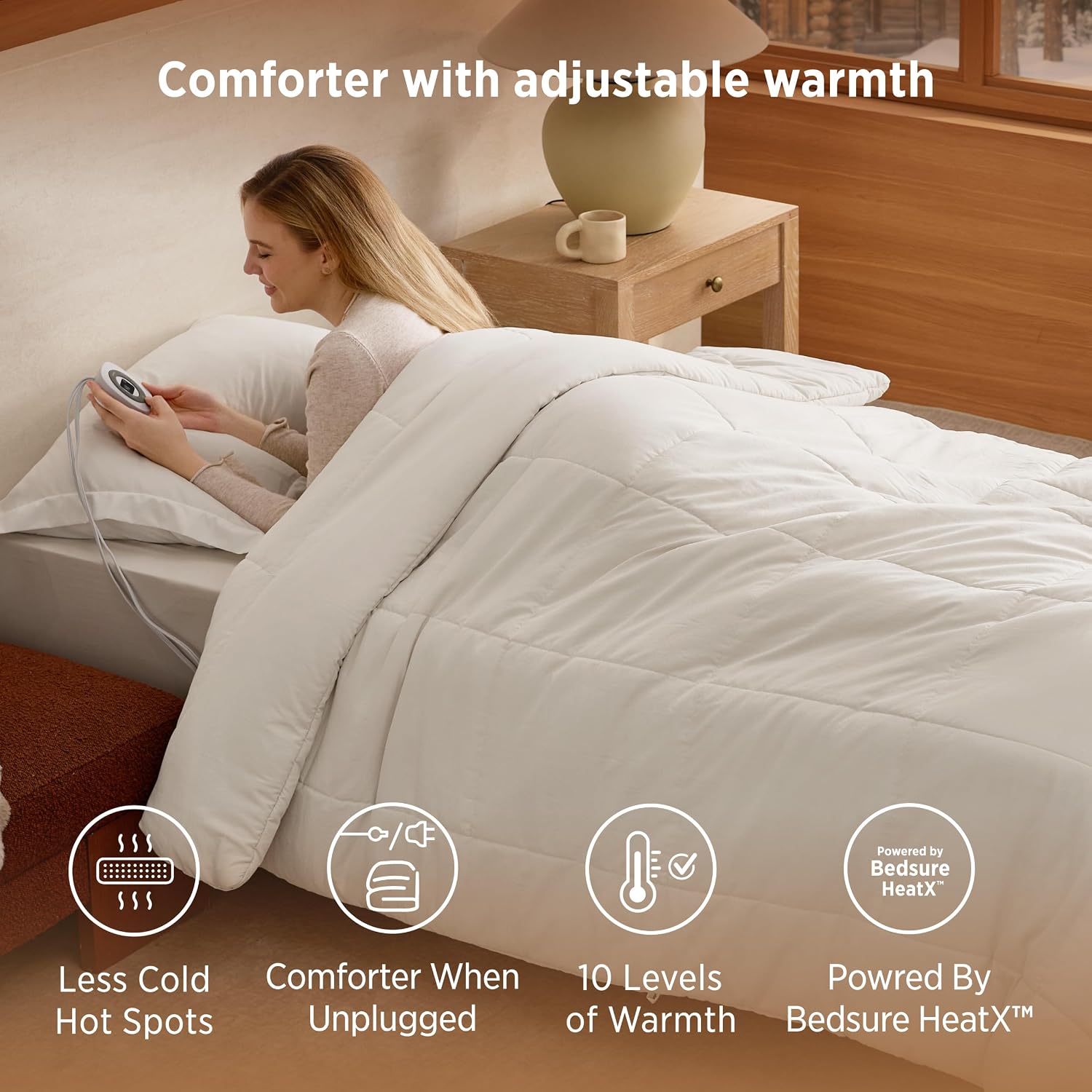 Thumbnail 1 de Bedsure HeatX Heated Comforter, Twin 68" x 88", 10 Heat Settings, Beige