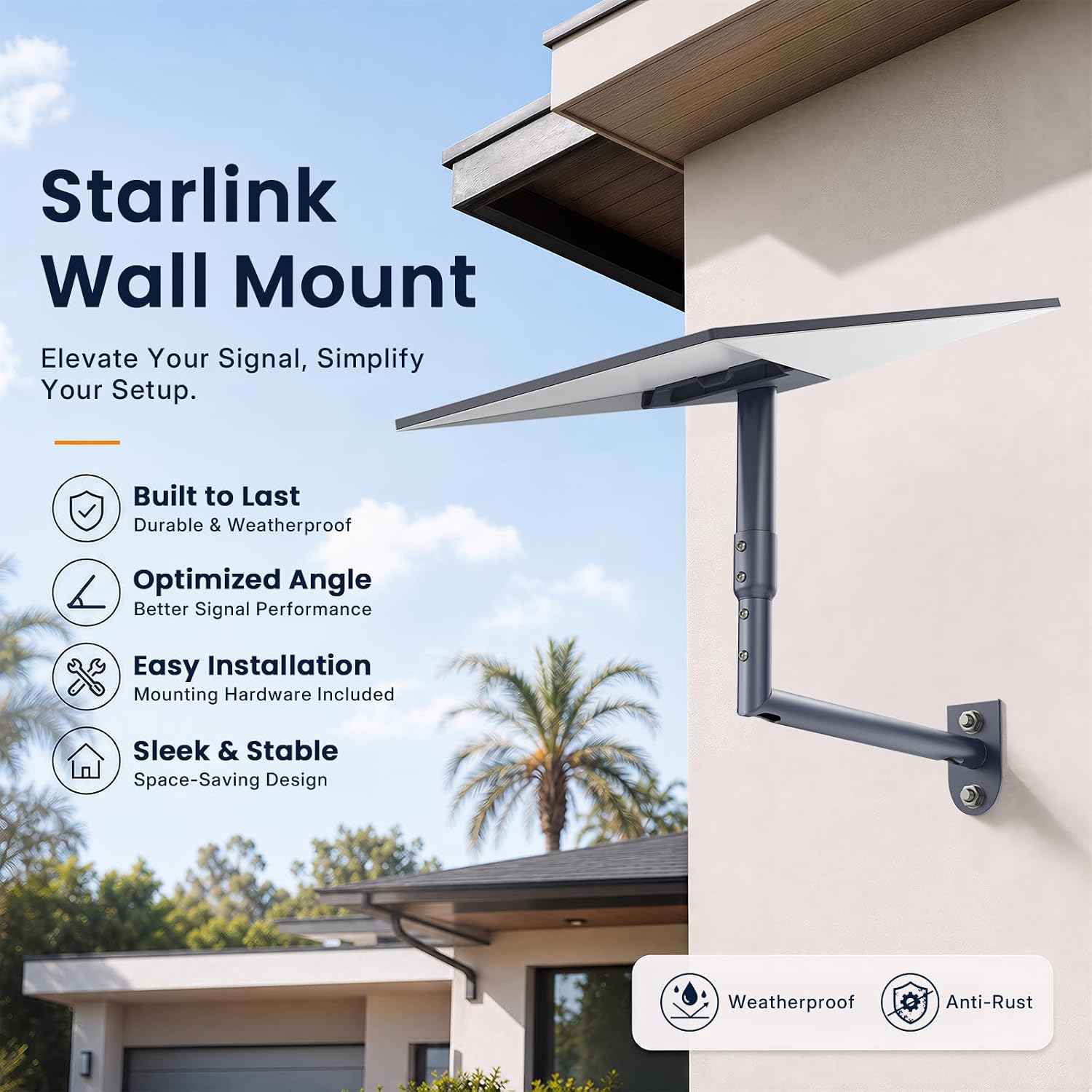 Thumbnail 1 de WXPSKY Starlink Mount: 360° Adjustable Wall Mount for Gen 3/2/Mini with Pipe Adapter