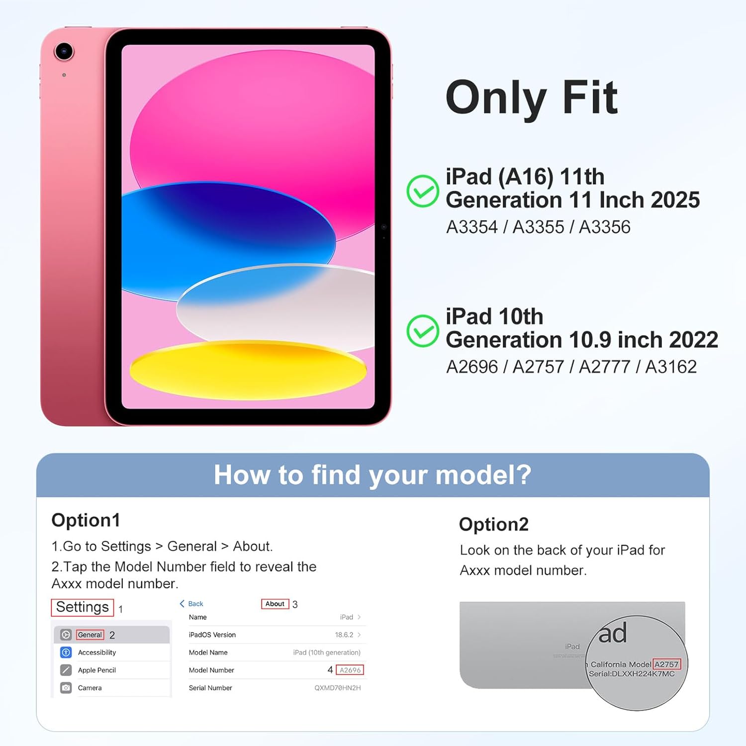 Thumbnail 1 de DriveGo Case with Screen Protector for iPad A16 11th/10th Gen (2025/2022) – Slim Translucent Back, Auto Sleep/Wake, Pink
