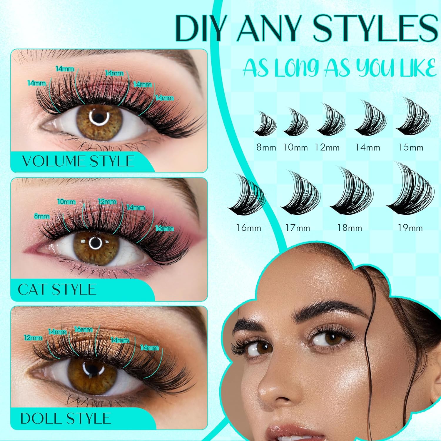 Thumbnail 2 de Wimpern Extensions 80D 10-18 mm Clusterwimpern 💄