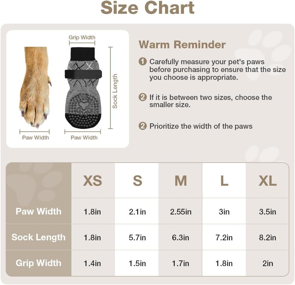 Thumbnail 1 de Adiwo 2 Pairs Anti Slip Dog Socks (Size M) – Paw Protectors with Grips for Injured Paws & Indoor/Outdoor Walking