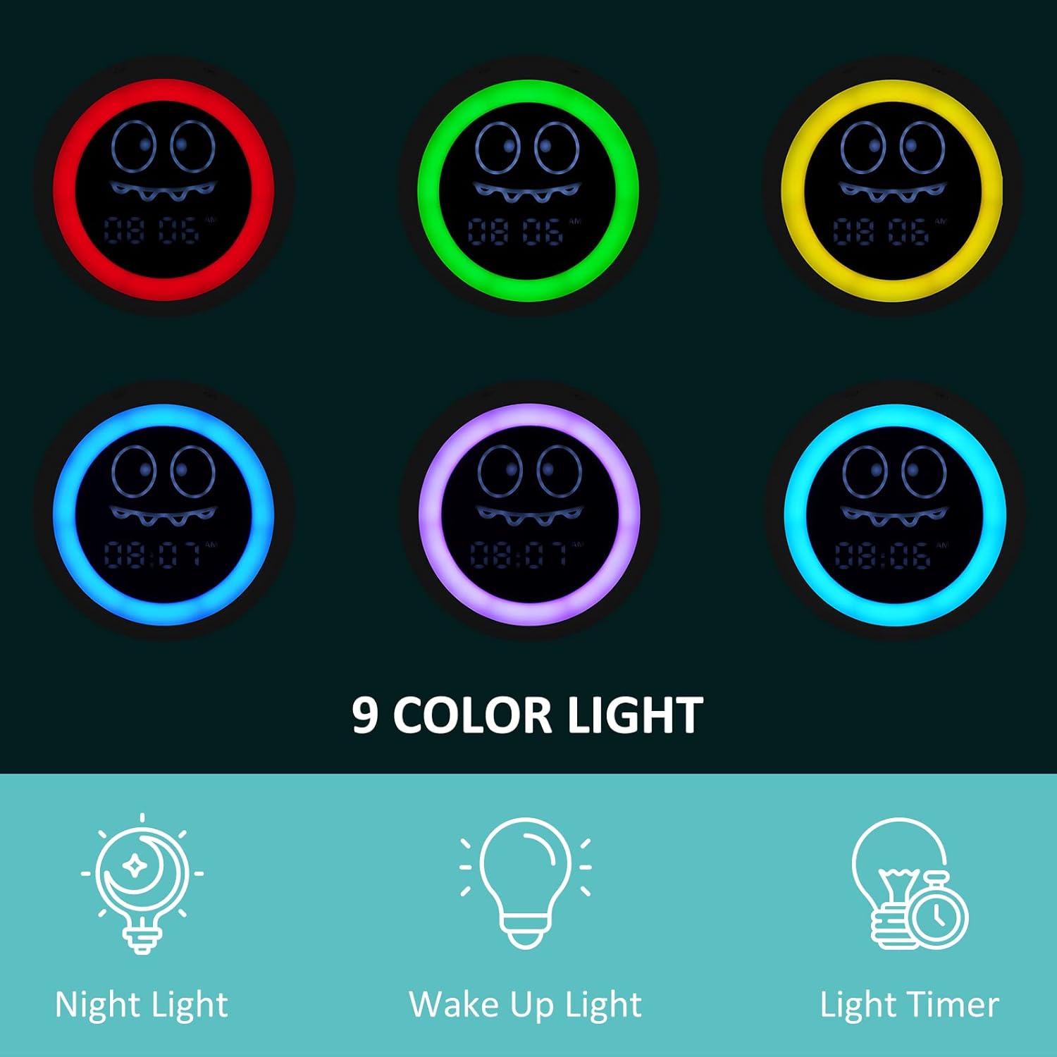 Thumbnail 2 de H-chin Kids Alarm Clock toddler sleep trainer with night light 🕰