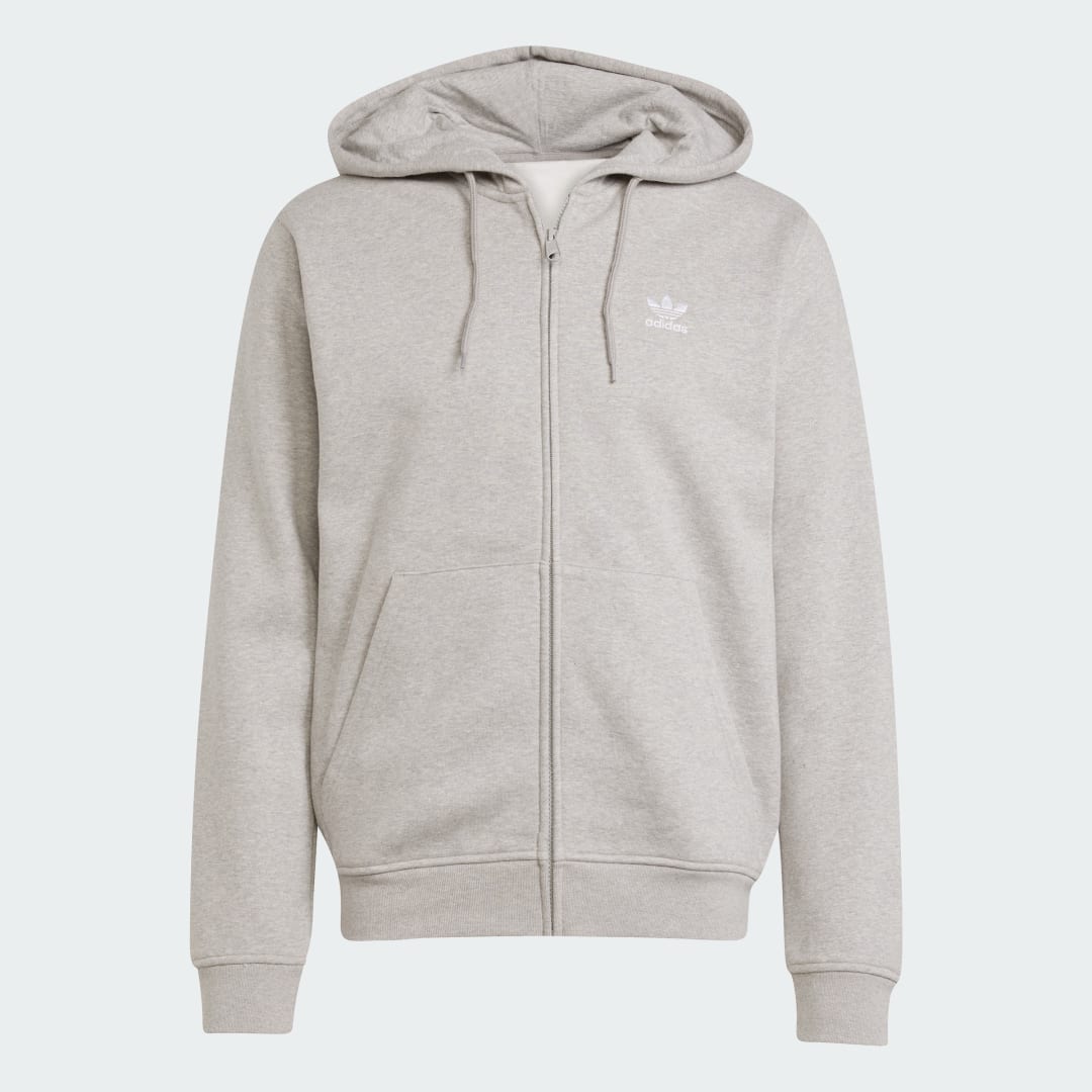 Detalle 2 de Chaqueta con capucha Trefoil Essentials de Adidas: versatilidad y estilo en gris