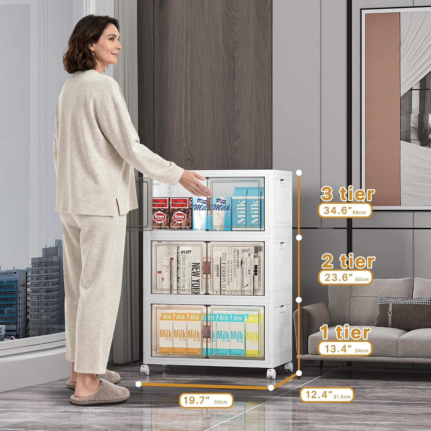Thumbnail 2 de UAMFURI 156QT Stackable Storage Bins with Lid — Large Capacity, Mobile & Collapsible