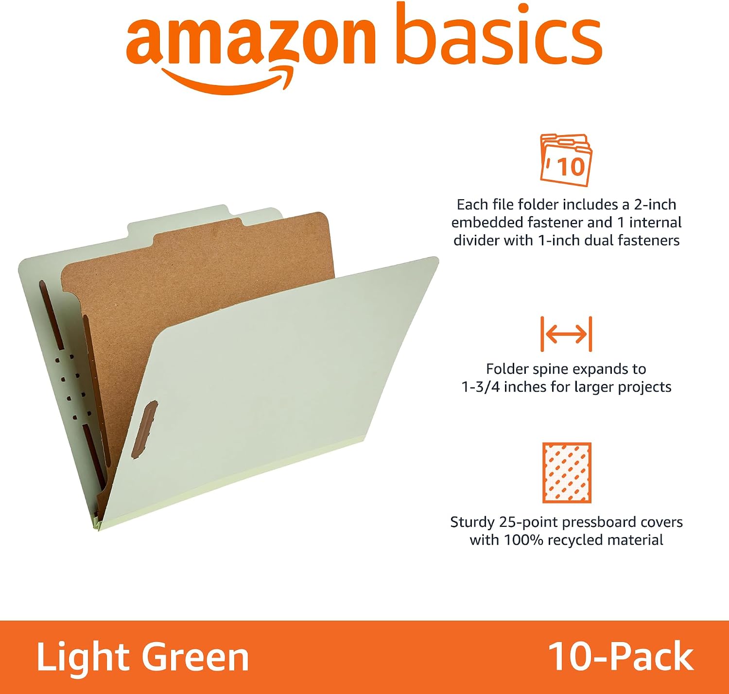 Detalle 2 de Amazon Basics Classification Folder 10-Pack, 2-Inch