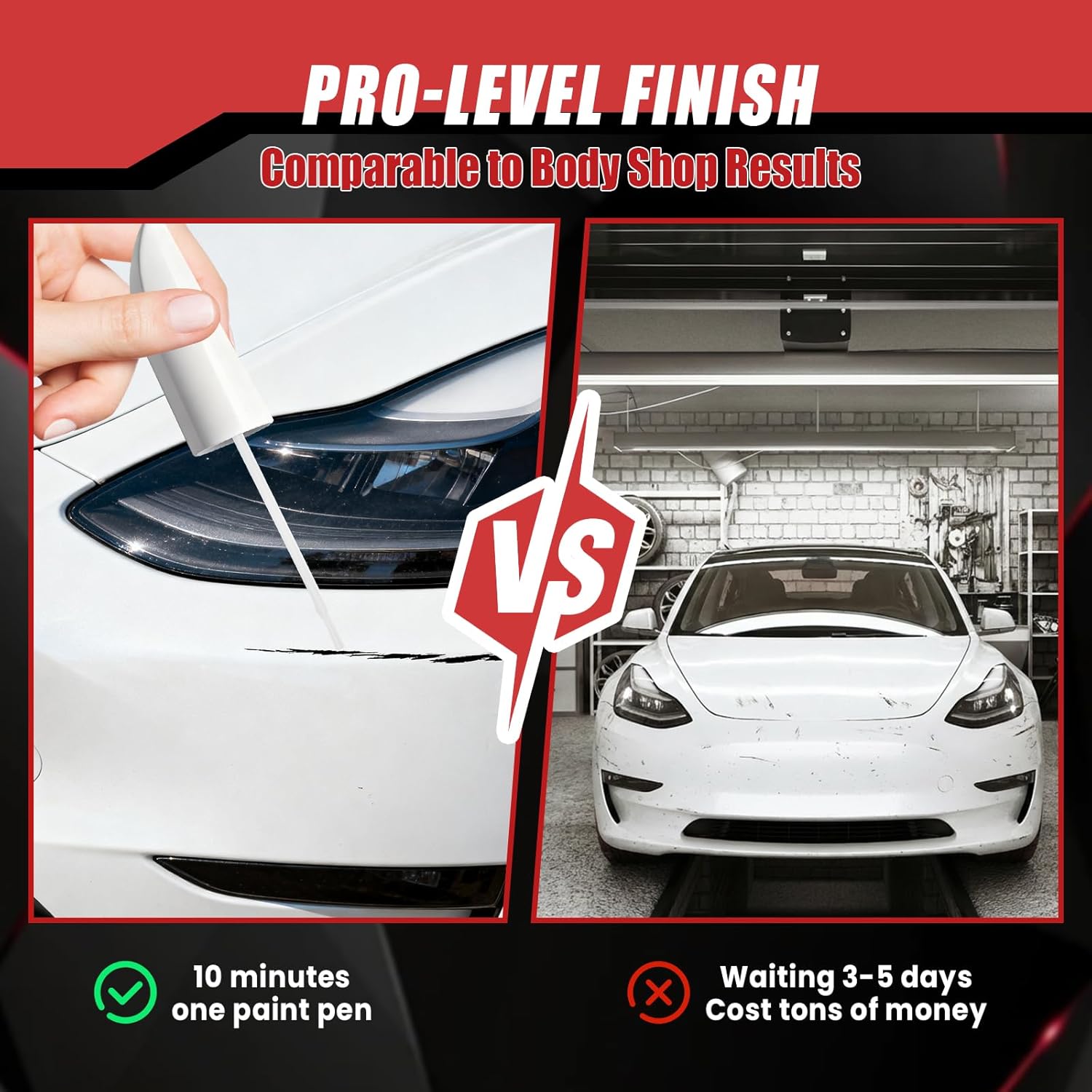 Detalle 2 de Touch Up Paint for Cars (Pearl White Multi-Coat PPSW) 2-in-1 Scratch Repair Pen for Tesla Model Y/3/X/S, 0.4 fl oz