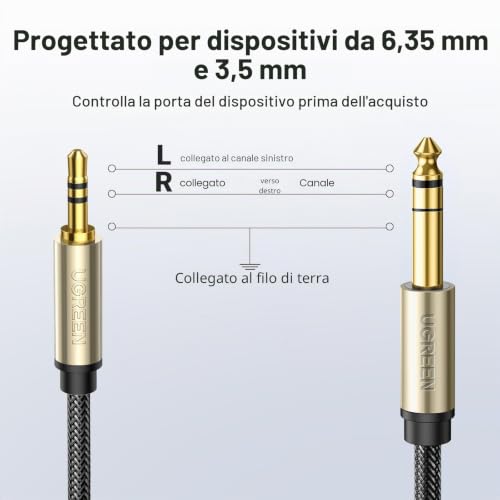 Thumbnail 6 de UGREEN Cavo Jack 3.5mm a 6.35mm - 2m Audio Stereo, Nylon Intrecciato