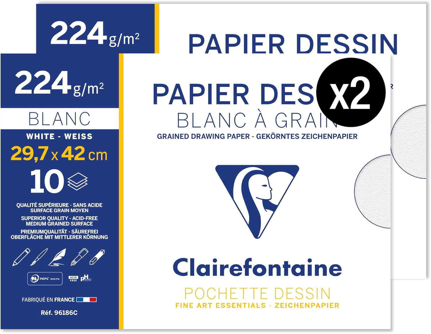 Thumbnail 1 de Pochettes Clairefontaine 96186AMZC avec 10 feuilles A3 📄