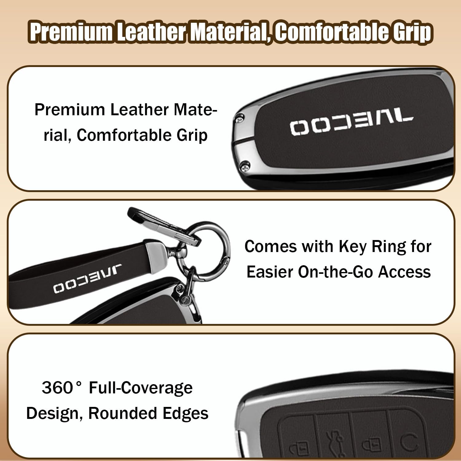Detalle de For Jaecoo Key Fob Holder: Full Protection 360° Case for Jaecoo 7 (J7/J8/J9) 2023–2026 in Dark Brown