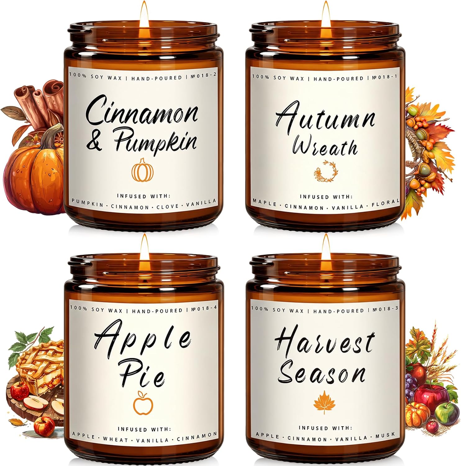 Detalle de Auelife Fall Candle Set 4-Pack scented candles 🕯