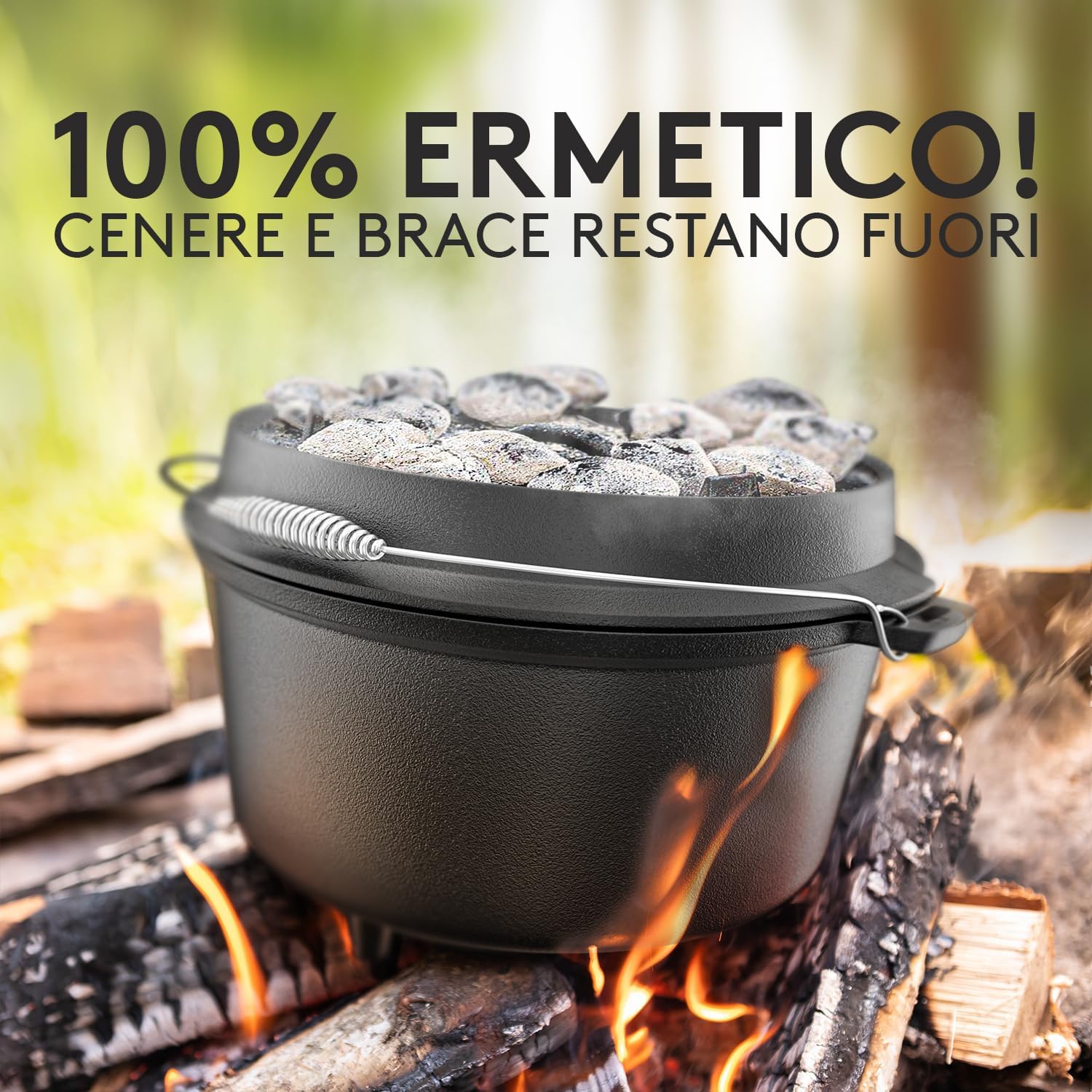 Thumbnail 4 de Taste of Fire [L'Originale] Set Pentola Olandese in Ghisa 7,4 L con Coperchio 1,8 L e Doppia Funzione