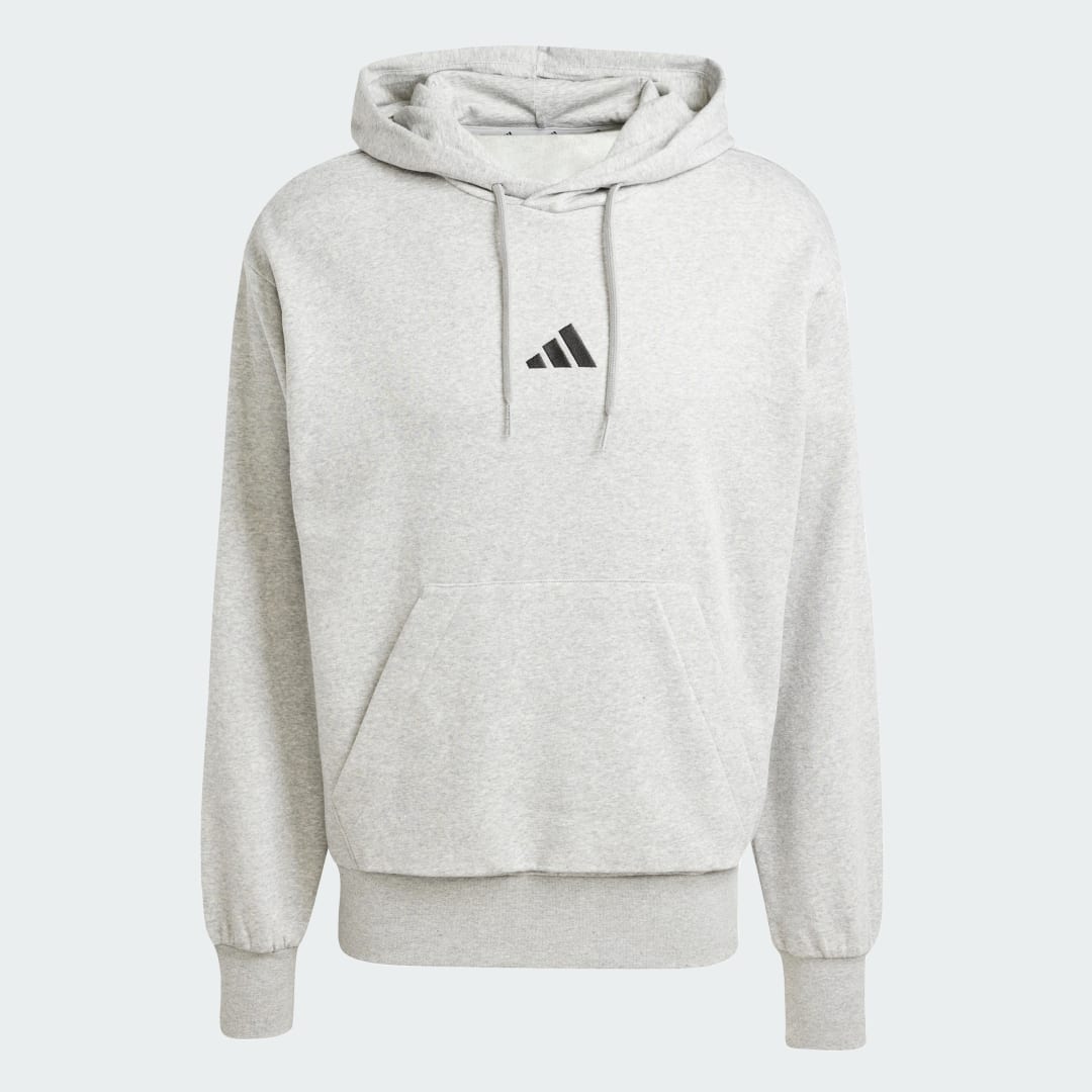 Detalle de Sudadera de felpa con capucha Essentials Feelcozy de Adidas – gris