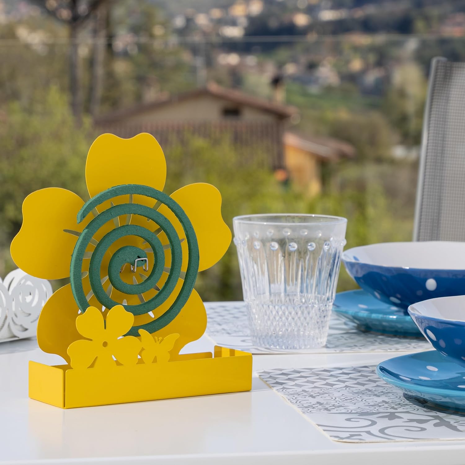 Detalle de Baroni Home Set di 3 Porta Zampirone in Metallo – Fiore Giallo 17x5x18 cm