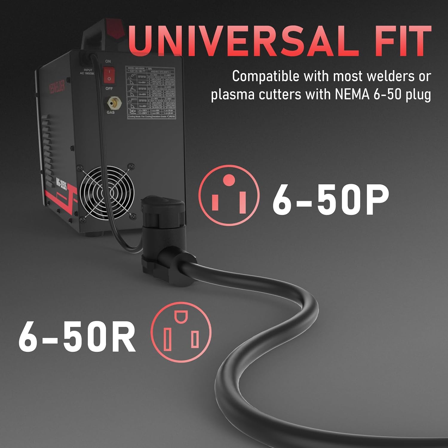 Thumbnail 4 de YESWELDER 10AWG-40FT Welder Extension Cord, 40 ft, 250V, NEMA 6-50