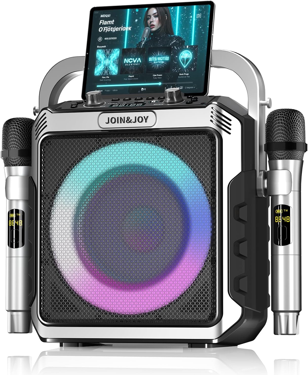 Detalle de Portable Karaoke Machine with 2 Wireless Microphones