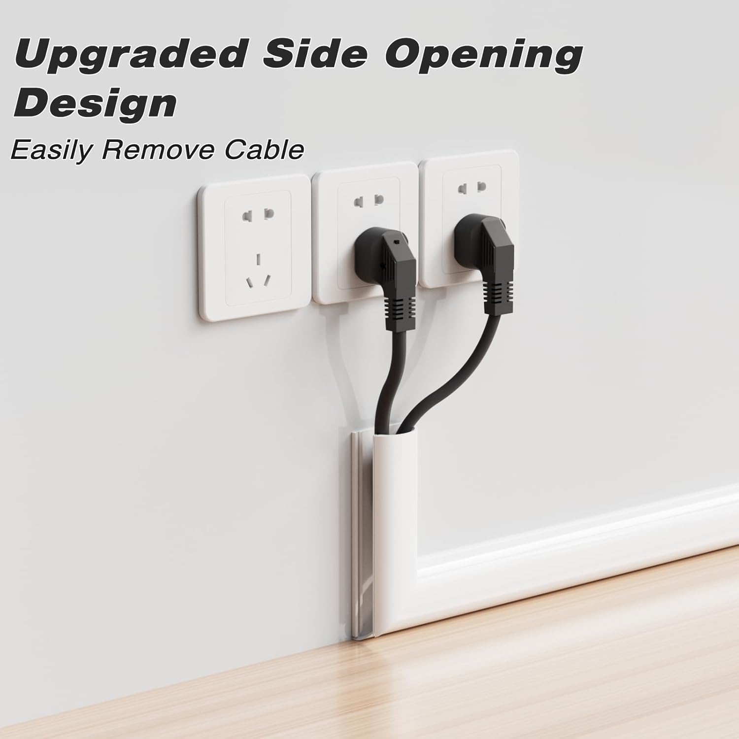 Thumbnail 2 de 300cm White Silicone Cable Trunking — Flexible Self-Adhesive Wire Covers for 2–3 Cables (27 mm × 15 mm)