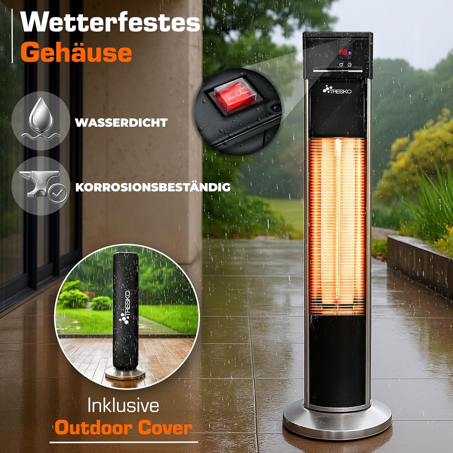 Thumbnail 6 de TRESKO THSL-009 staande infrarood terrasverwarmer, 2.000 W, 3 standen