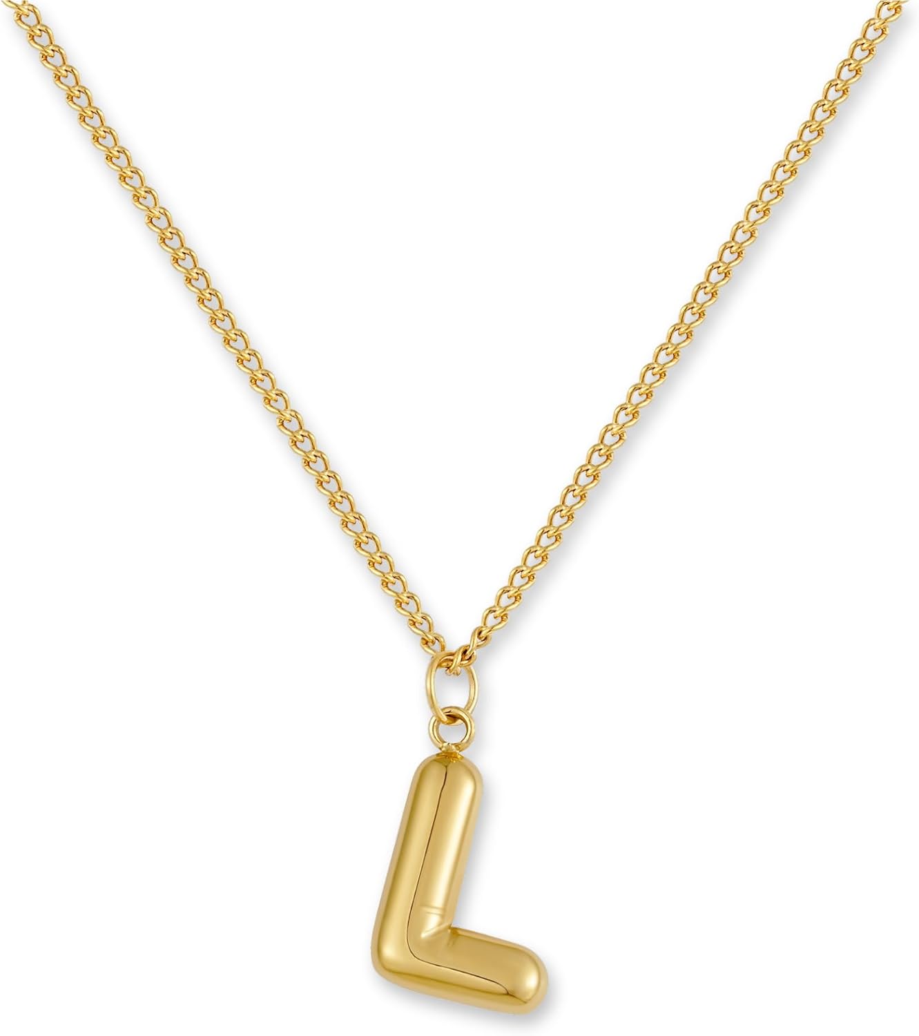 Detalle de GD GOOD.designs Collana Lettera Oro Bubble con iniziale in acciaio inox placcato oro 18K, resistente all’acqua