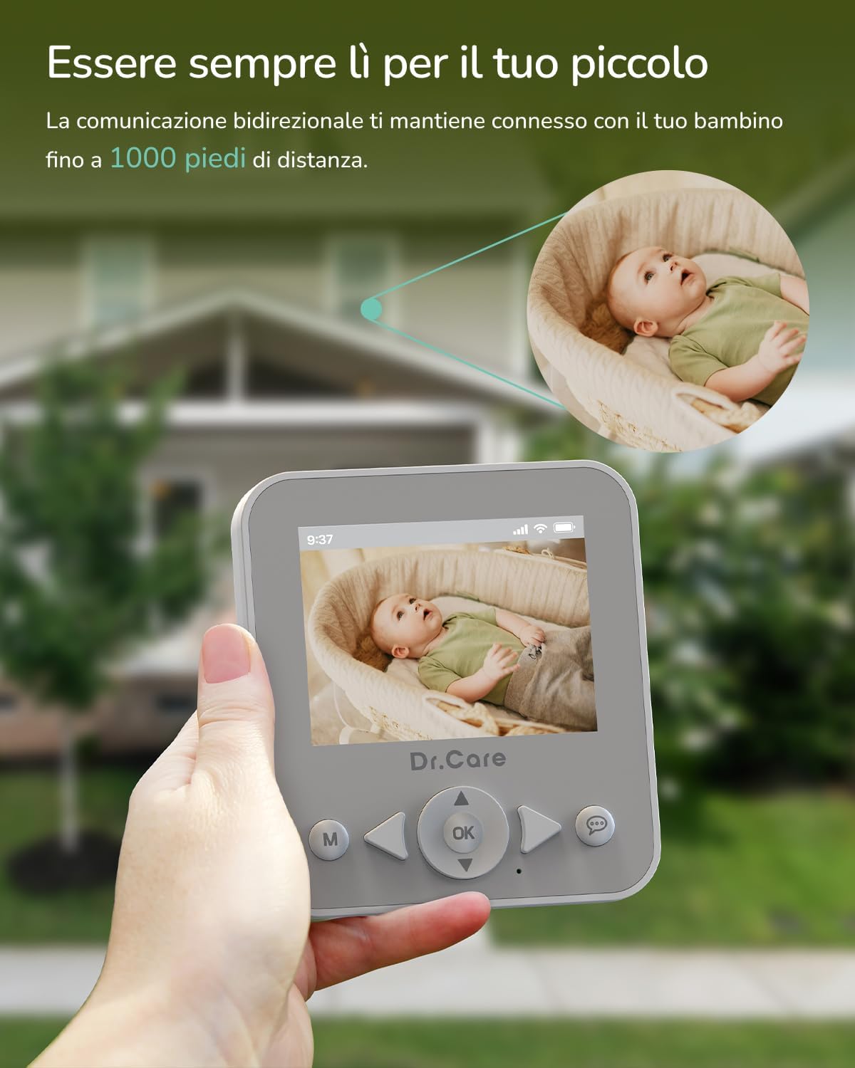 Thumbnail 4 de Dr.Care NeoView Baby Monitor Video 2.8" – Schermo 2.8", Registrazione Loop e VOX, Notturna, Batteria e Clip cintura