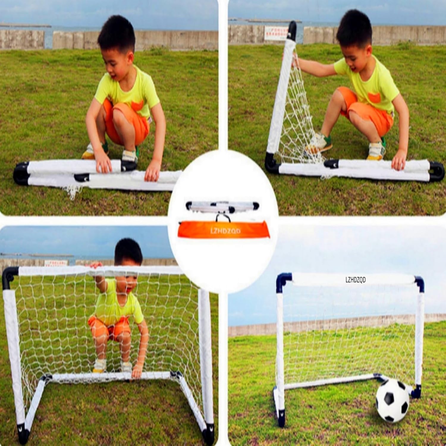Detalle de LZHDZQD klappbares Mini-Fußballtor für Kinder (60×45 / 90×60 / 115×80 cm) – faltbar für Garten & drinnen