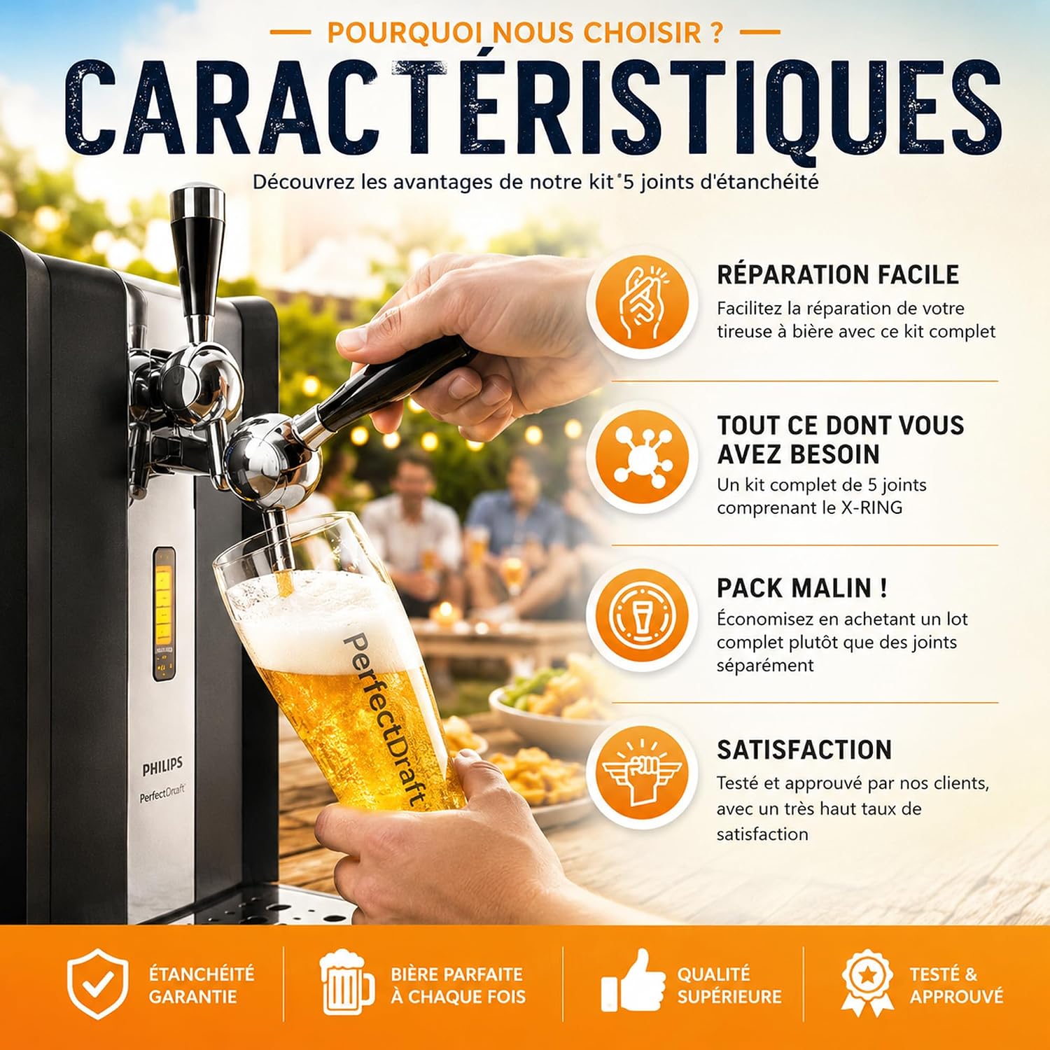Detalle de 1001JOINTS KIT 5 Joints d'Étanchéité pour PERFECTDRAFT HD3720/HD3620/HD3610/HD3600