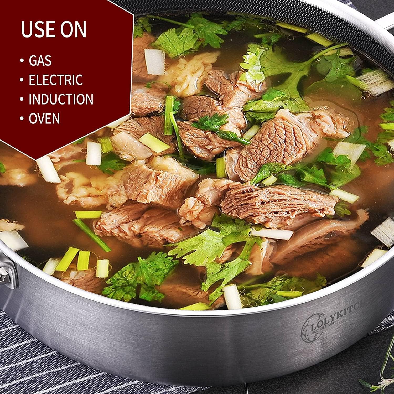 Detalle 2 de LOLYKITCH 10-Piece Hybrid Tri-ply Cookware Set
