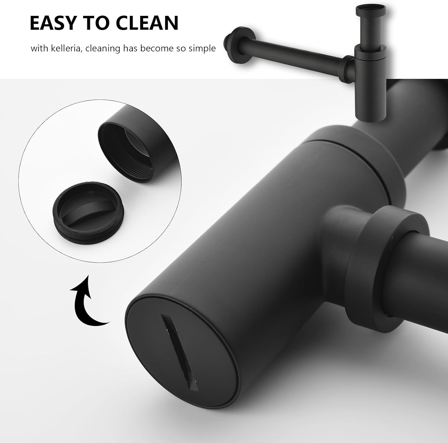 Thumbnail 3 de Sifone Lavabo Kelleria Bagno universale: Sifone in acciaio inox nero opaco, Ø 32 mm, 1 1/4