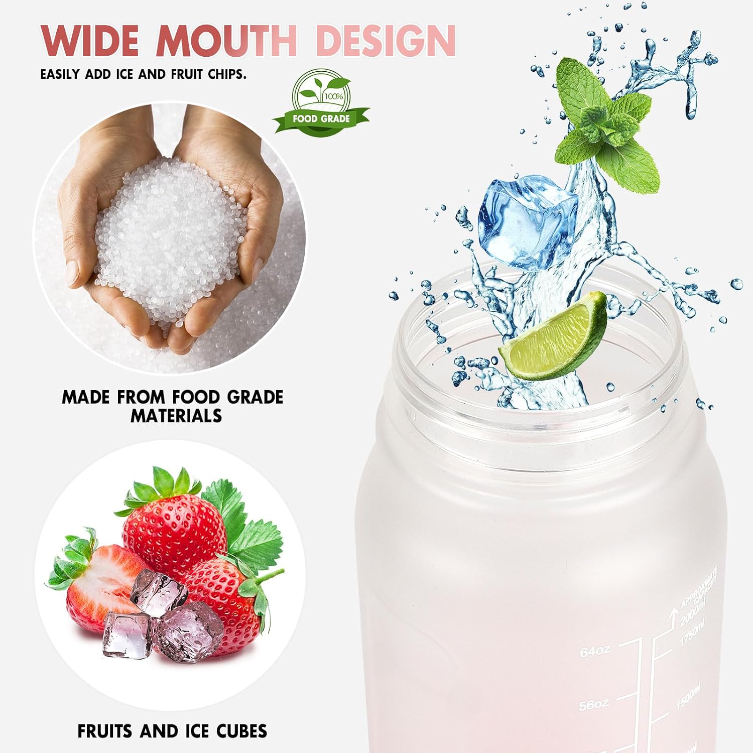 Detalle de GXCROR 2L Leakproof Water Bottle with Straw – BPA Free, Anti-Rupture