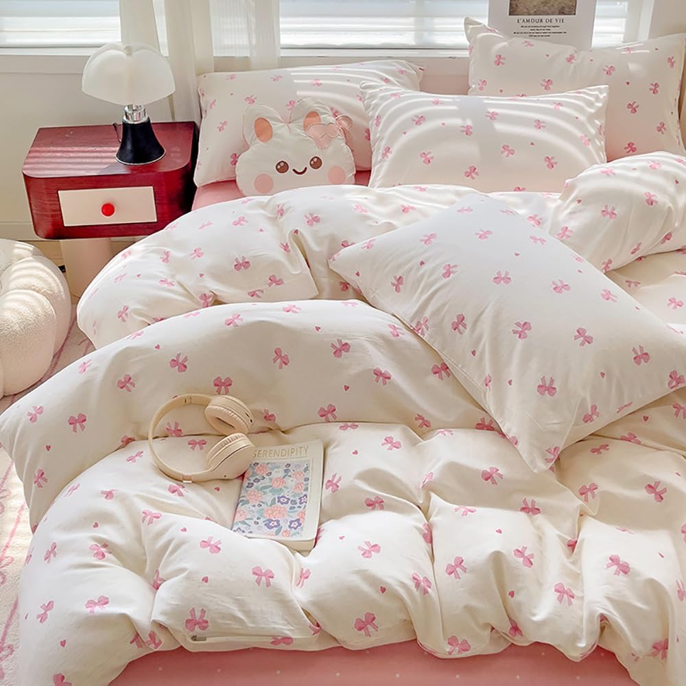 Thumbnail 1 de Covebett Bettwäsche 135x200 Mädchen Weiß Rosa Schleifen