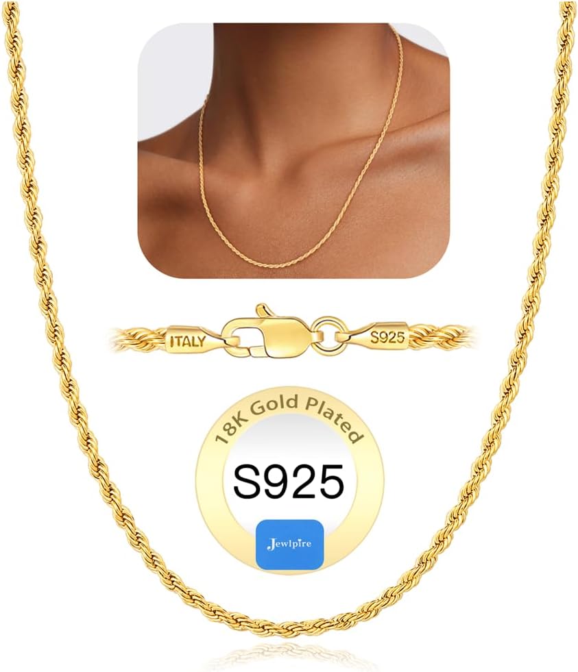 Detalle de Jewlpire Rope Chain Necklace, 2mm
