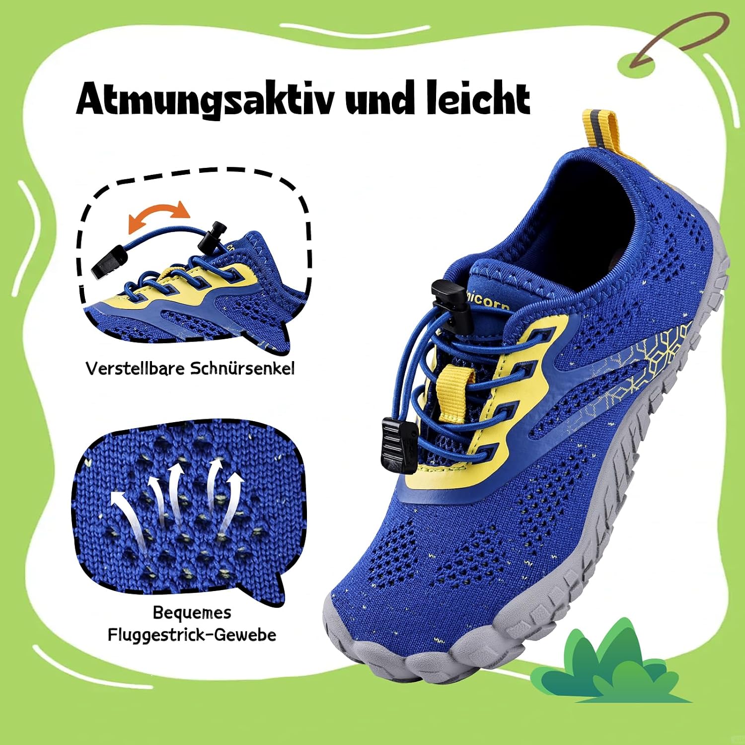 Detalle de IceUnicorn Kinder Barfußschuhe – leichte Aqua-/Badeschuhe mit dünner Sohle