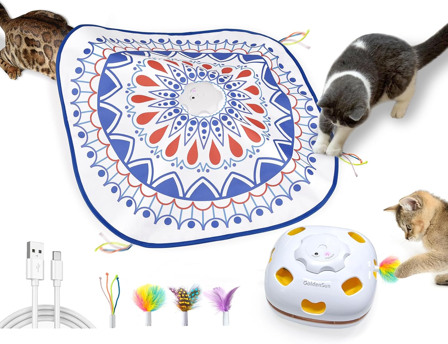 Detalle de GoldenSun Katzenspielzeug 4-in-1 mit 2000 mAh