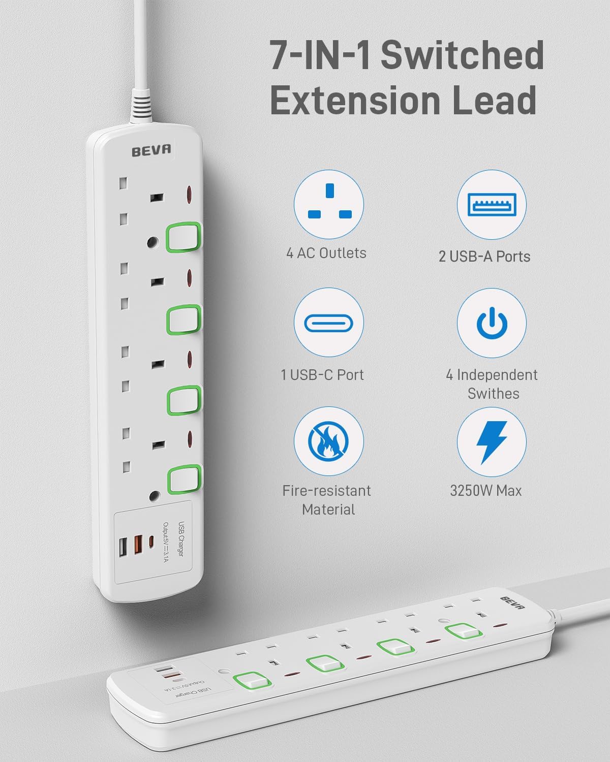 Detalle 2 de BEVA 4-way extension lead with 1.5m