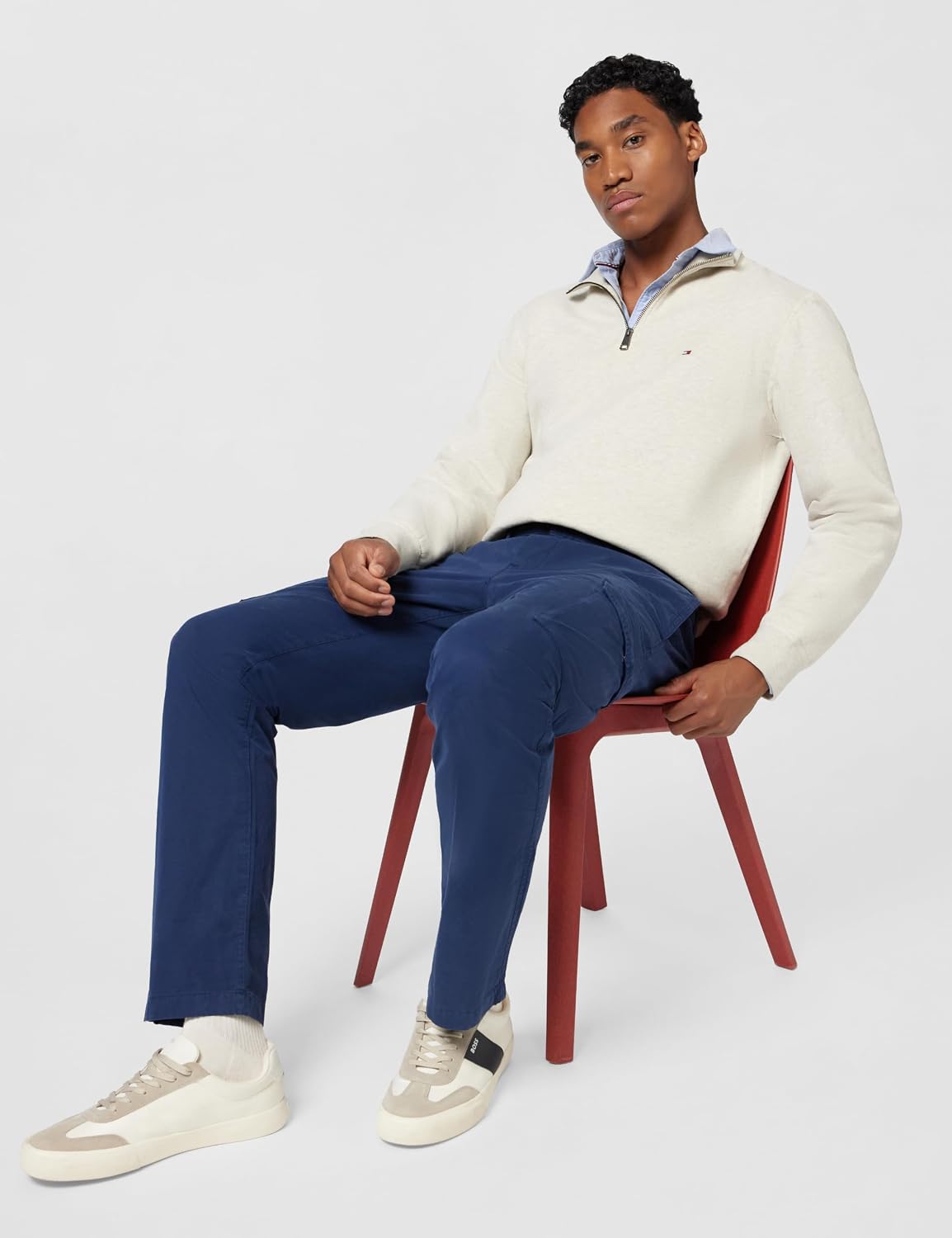 Detalle de Tommy Hilfiger Herren-Hose Stretch Straight Fit – zeitlos, bequem und vielseitig