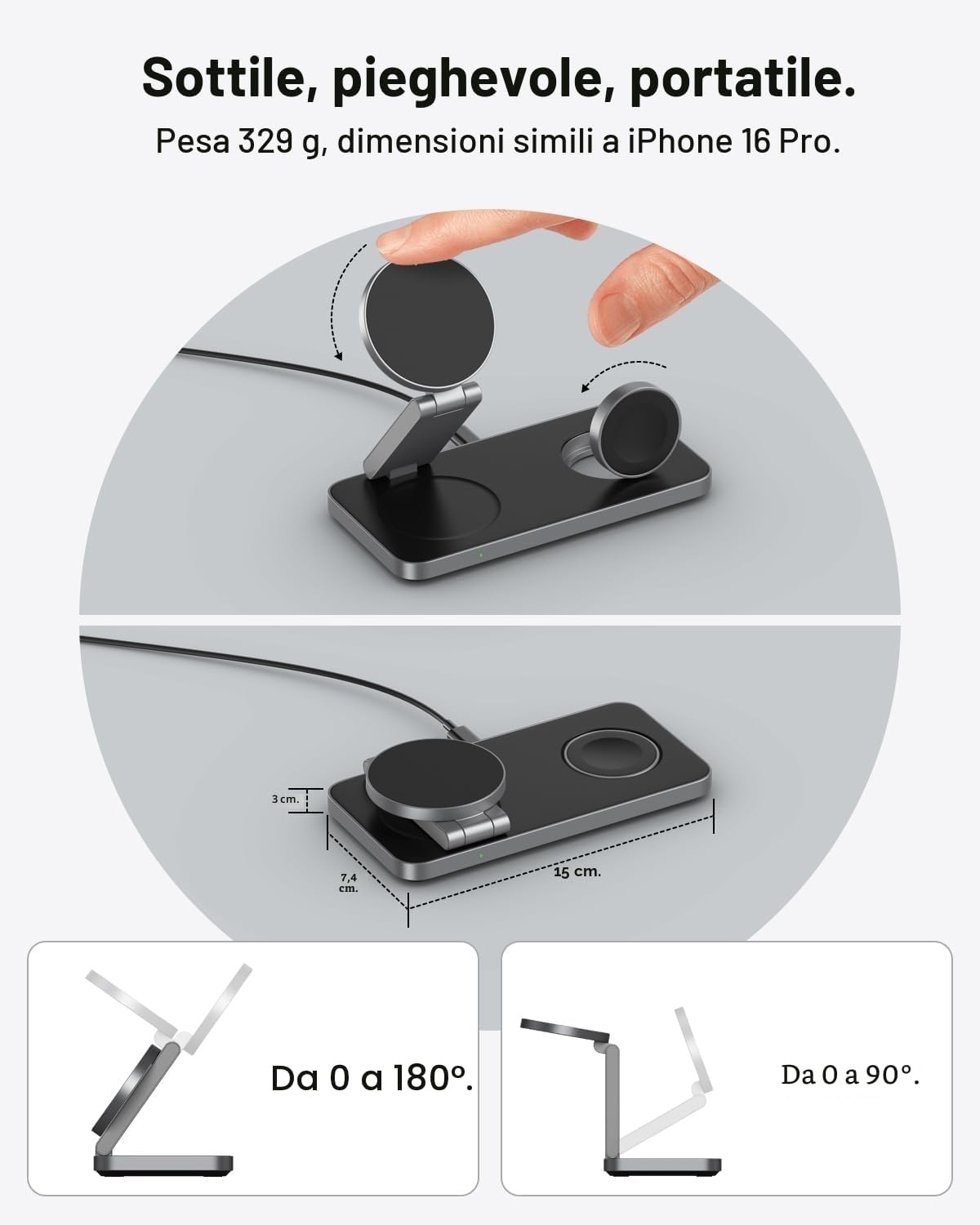 Detalle 2 de Caricatore Wireless MagSafe 3 in 1 15W