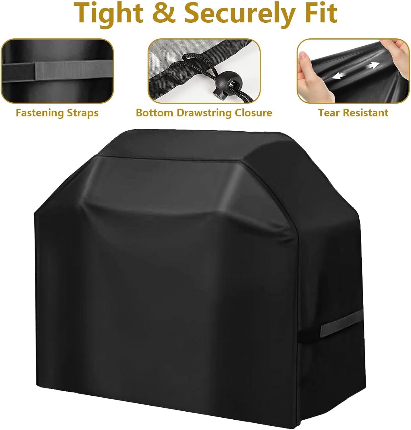 Detalle de Moseem BBQ Cover 145x61x117 cm – Waterproof, Windproof, Rip-Proof, UV Resistant with Storage Bag