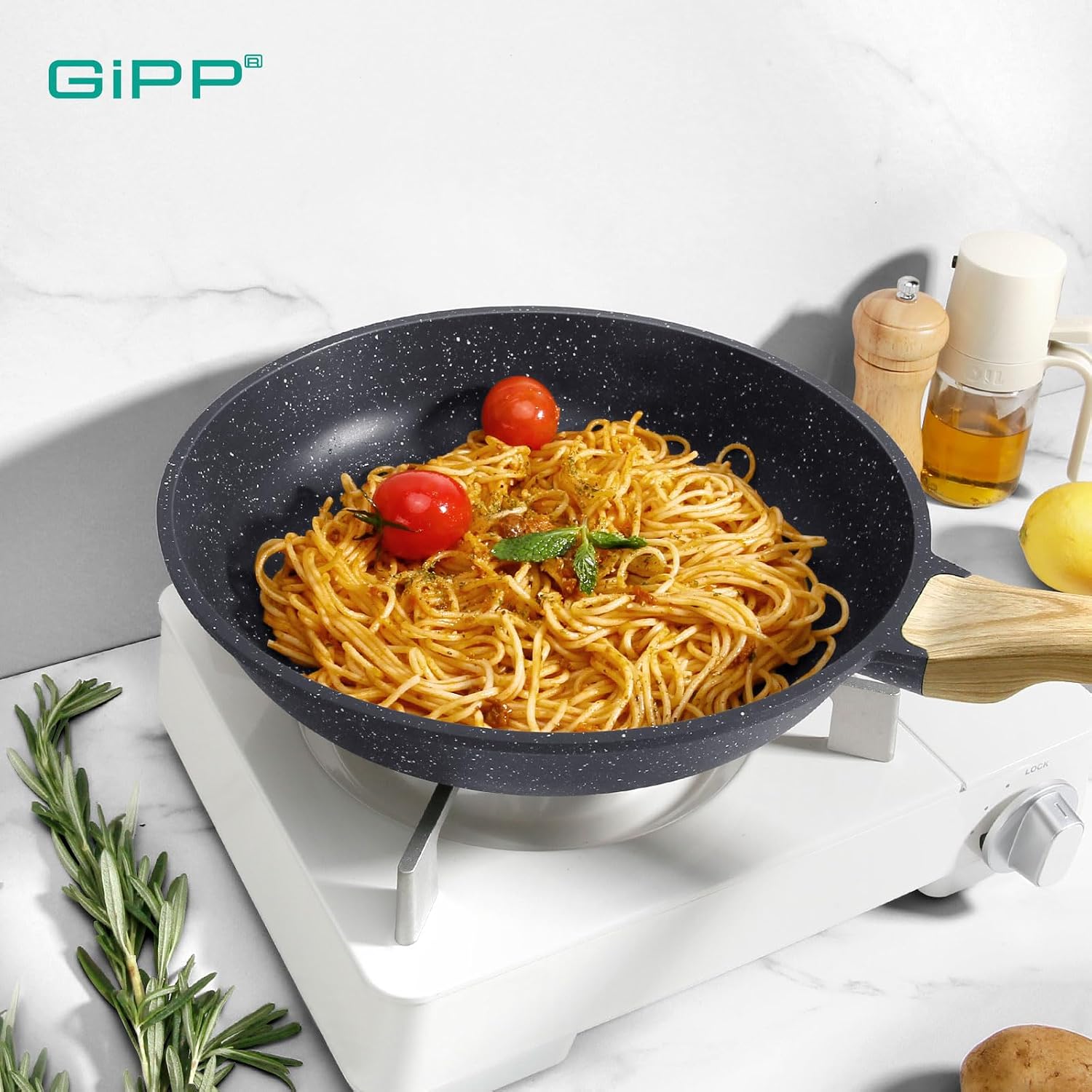 Detalle de GiPP G-AS2-SKI koekenpan 28 cm met 5-laagse antiaanbaklaag