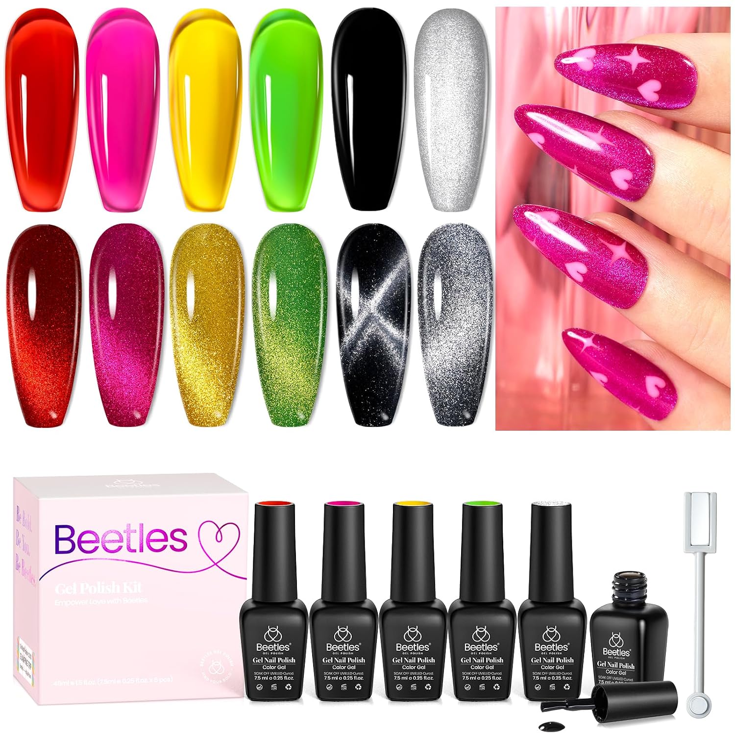 Detalle de Beetles Cat Eye Gel Polish 5 Farben Set