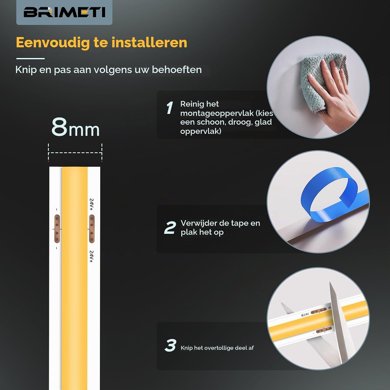 Thumbnail 6 de BRIMETI COB LED-strip 10 m, 6000 K, 320 leds/m en 12 V