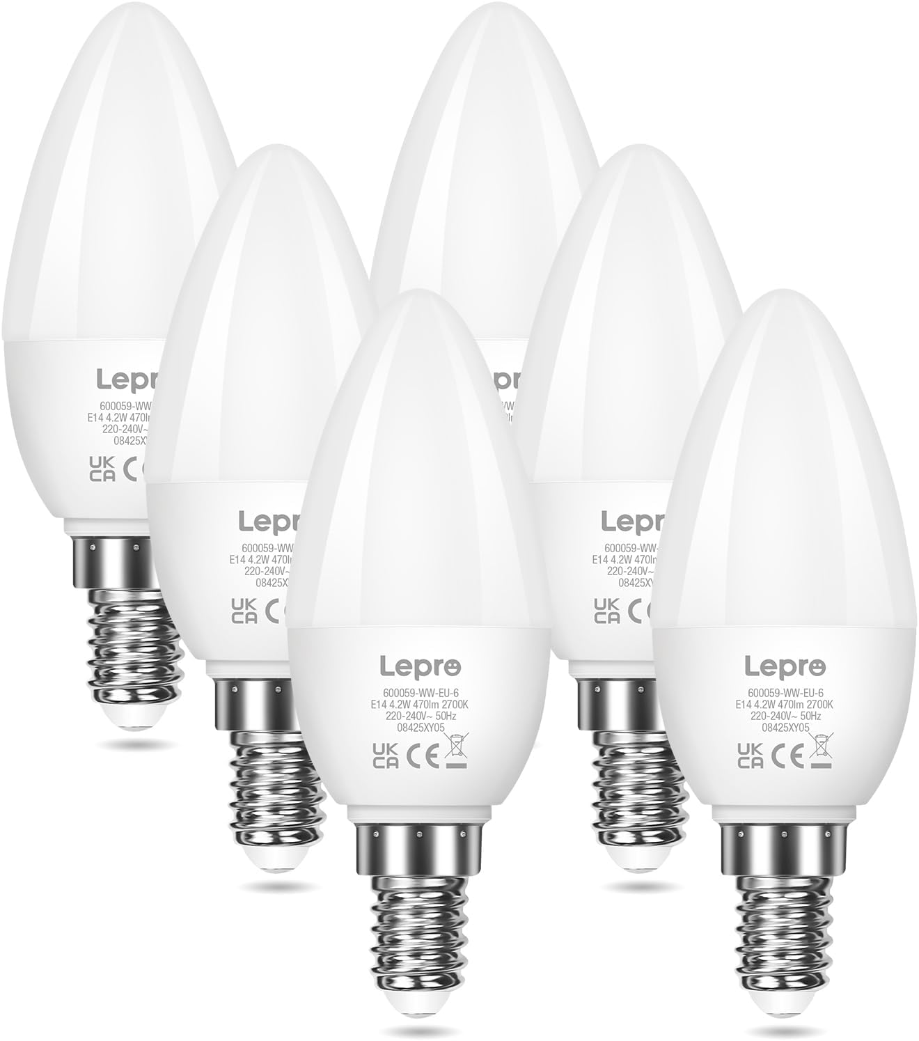 Detalle de Lepro C37 E14 LED Light Bulb, Warm White 2700K – Pack of 6